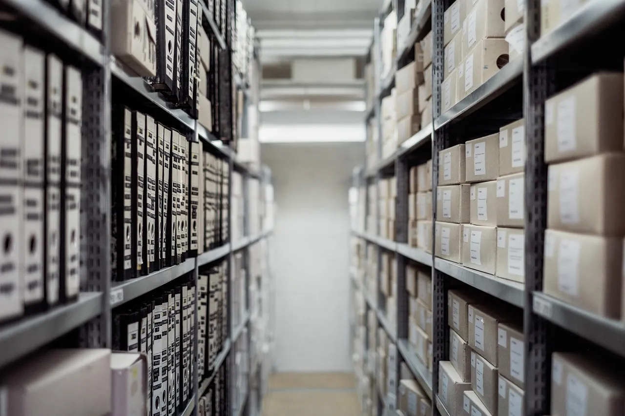 archive, boxes, shelf, folders